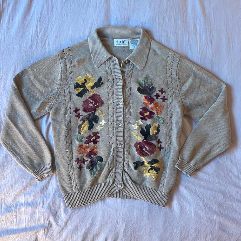 Tabi International Tan Button Down Cottagecore Sweater